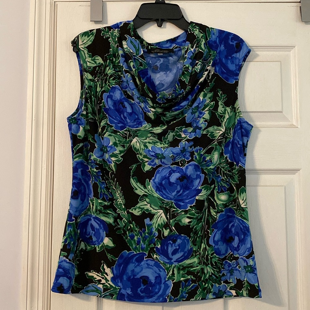Black label by Evan Picone sleeveless orale blouse size large